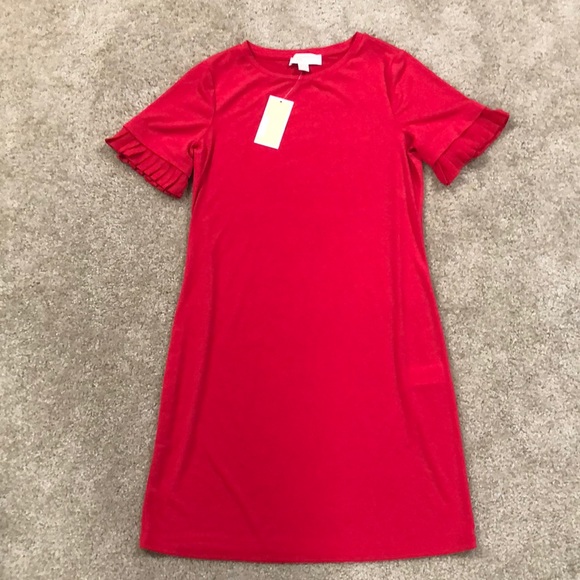 NEW Michael Kors red short flutter slv dress XS - Picture 1 of 3